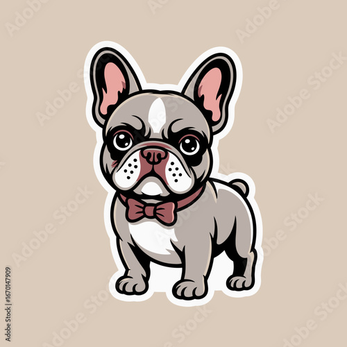 Cute French Bulldog with Bowtie Illustration