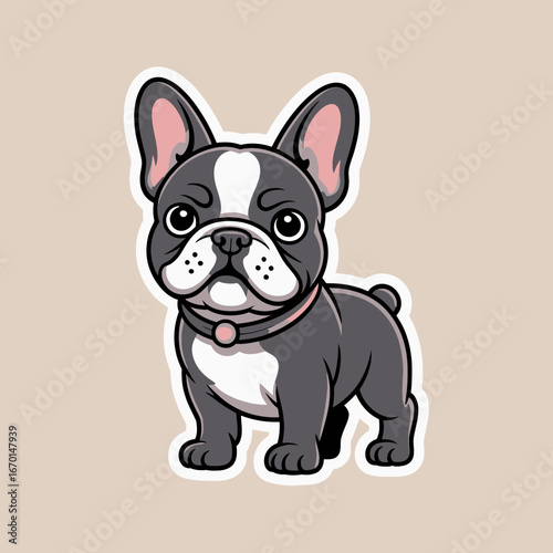 Cute French Bulldog Cartoon Illustration