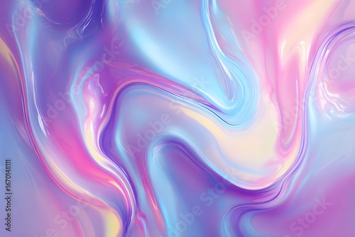 Holographic liquid background with swirling pink and blue colors. The texture is seamless,