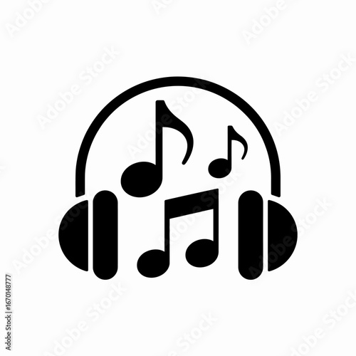 Headphones with Musical Notes Icon Design