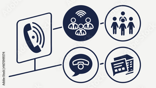 Business communication concept teamwork phone call online meeting wireless connection message report document information sharing customer service support network collaboration connection communicati.
