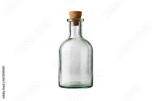 Wallpaper Mural Clear glass bottle with cork stopper, vintage apothecary style medicine container, isolated on a transparent background Torontodigital.ca