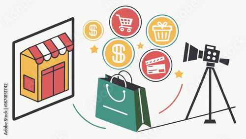 E-commerce and Online Movie Promotion Concept.