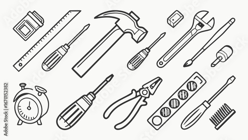 A Collection of Hand-Drawn Tools.