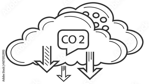 CO2 Cloud with Arrows - Climate Change Illustration.