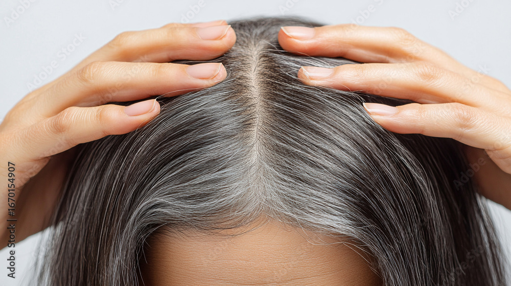 Naklejka premium Woman with gray hair.