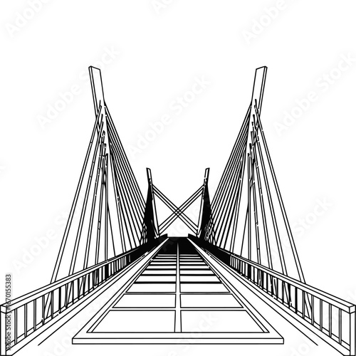 cable-stayed bridge architectural design spanning a waterway in a metropolitan area showcasing engineering excellence and structural innovation for urban development projects.