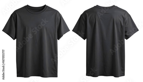 big size of black t-shirt template, front and back view of oversized t shirt design mockup for fashion branding, perfect for fashion mockups or textile product presentations.