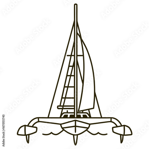 sailing trimaran navigating ocean waves showcasing innovation in maritime technology ideal for illustrating modern yachting competitive racing and marine engineering