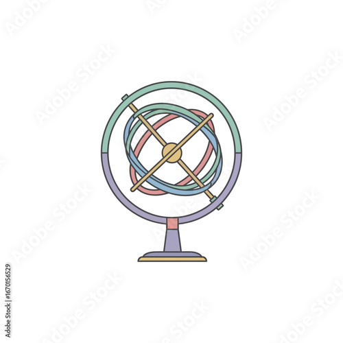 armillary sphere displaying celestial mechanics and cosmology representing historical scientific exploration and navigation ideal for educational materials in a pastel aesthetic