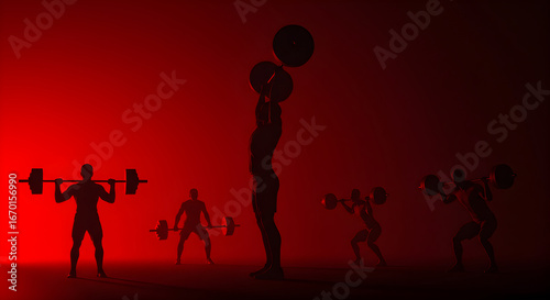 Dynamic weightlifters training under dramatic red light for fitness and strength goals