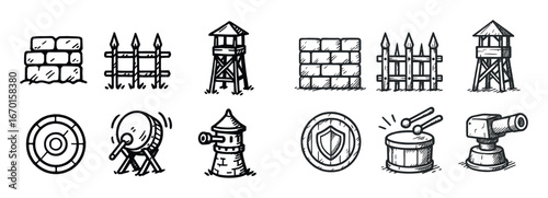 Hand-drawn Defense Icons