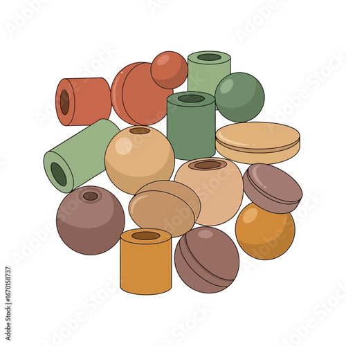 colorful wooden beads an assortment of craft beads in various shapes ideal for jewelry making and diy projects enhancing creative expression.