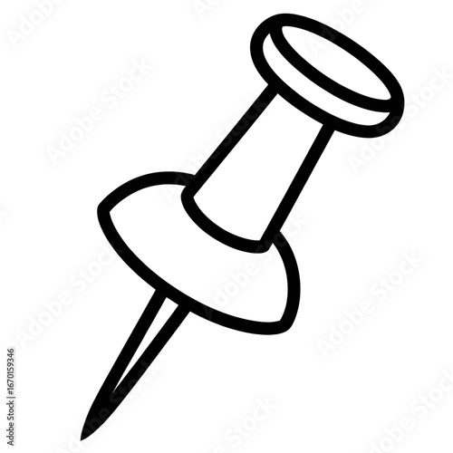 A black and white push pin illustration line art of a coloring page