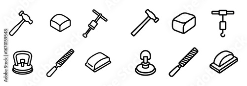 Minimalist Autobody Repair Icons