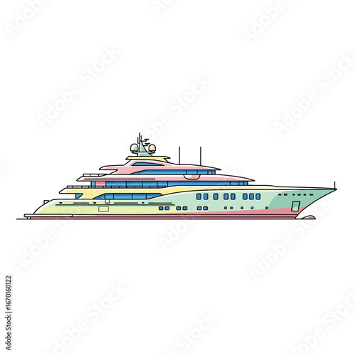 luxury yacht cruising a high-end vessel sailing on open waters representing wealth and extravagant travel perfect for travel blog illustrations