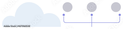 Cloud connected to three nodes via lines, emphasizing data sharing, networking, and cloud solutions. Ideal for networking, data flow, cloud computing, internet, technology connectivity database