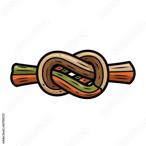 reef knot tied tightly with multi-colored rope a secure nautical knot for boating and sailing enthusiasts ideal for marine safety teamwork and adventure themes.