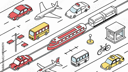 Isometric transportation illustration.