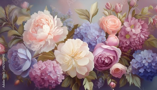 soft pastel vintage floral wall roses peonies hydrangeas ideal for events spring hydrangeas