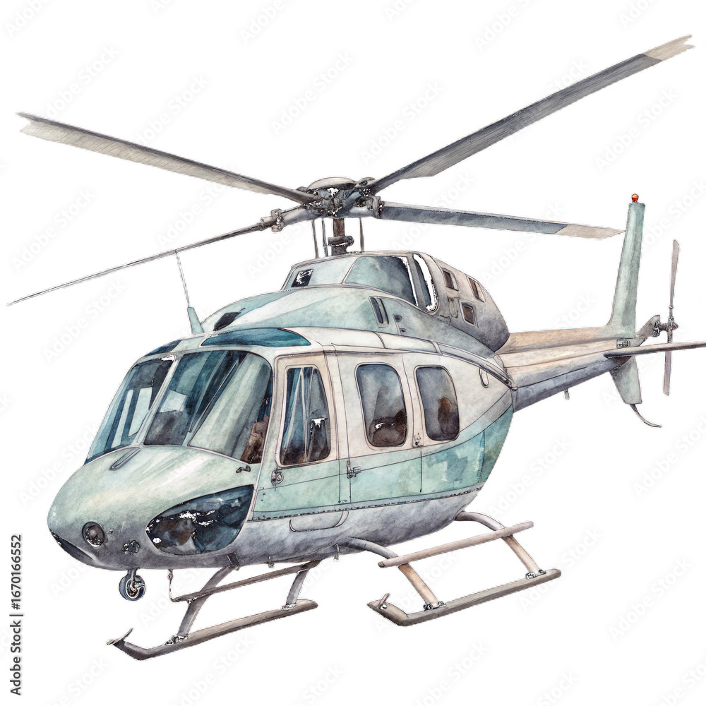 Fototapeta premium Watercolor Helicopter Illustration isolated on transparent background