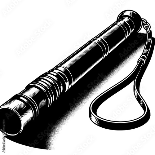Black and White Vector Silhouette of a Police Baton