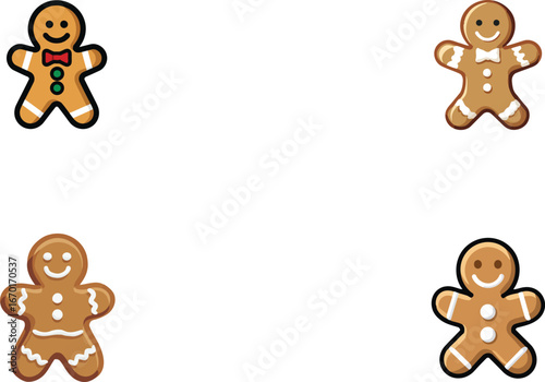 Cute gingerbread men with icing details VECTOR
