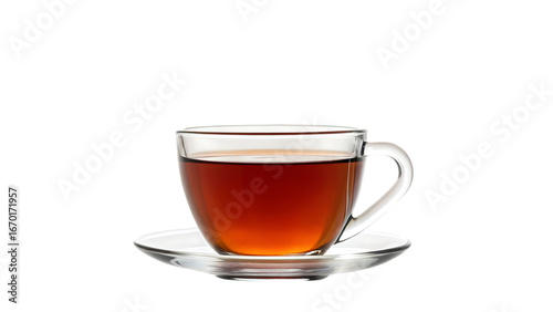 glass cup of hot aromatic black tea isolated on transparent background isolated on white background