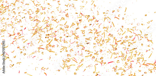 Festive background with falling golden and pink confetti. Perfect for celebratory designs, party invitations, and more.