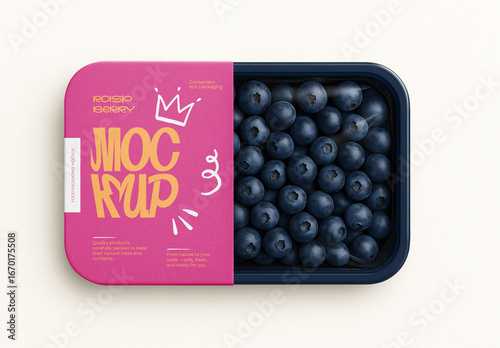 Template Blueberry Packaging Mockup – Fresh Fruit Container