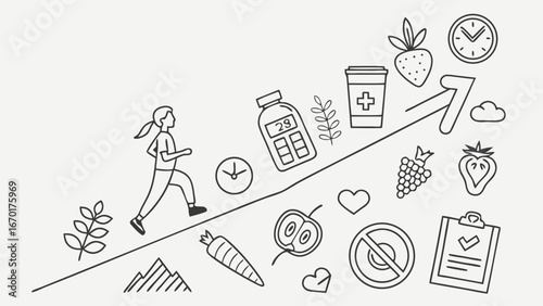 Healthy Lifestyle and Progress Concept Illustration.