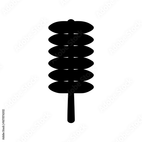 Abstract black and white stacked discs on a stick design illustration
