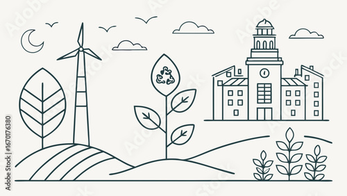 Sustainable Cityscape with Renewable Energy.