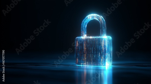 Digital Data Security A Glowing Blue Padlock Representing Cybersecurity and Protection