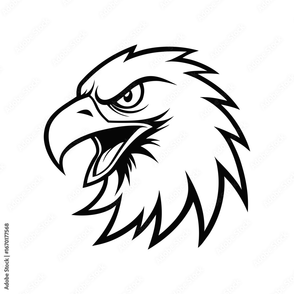 Obraz premium head of an angry eagle sports mascot vector line art