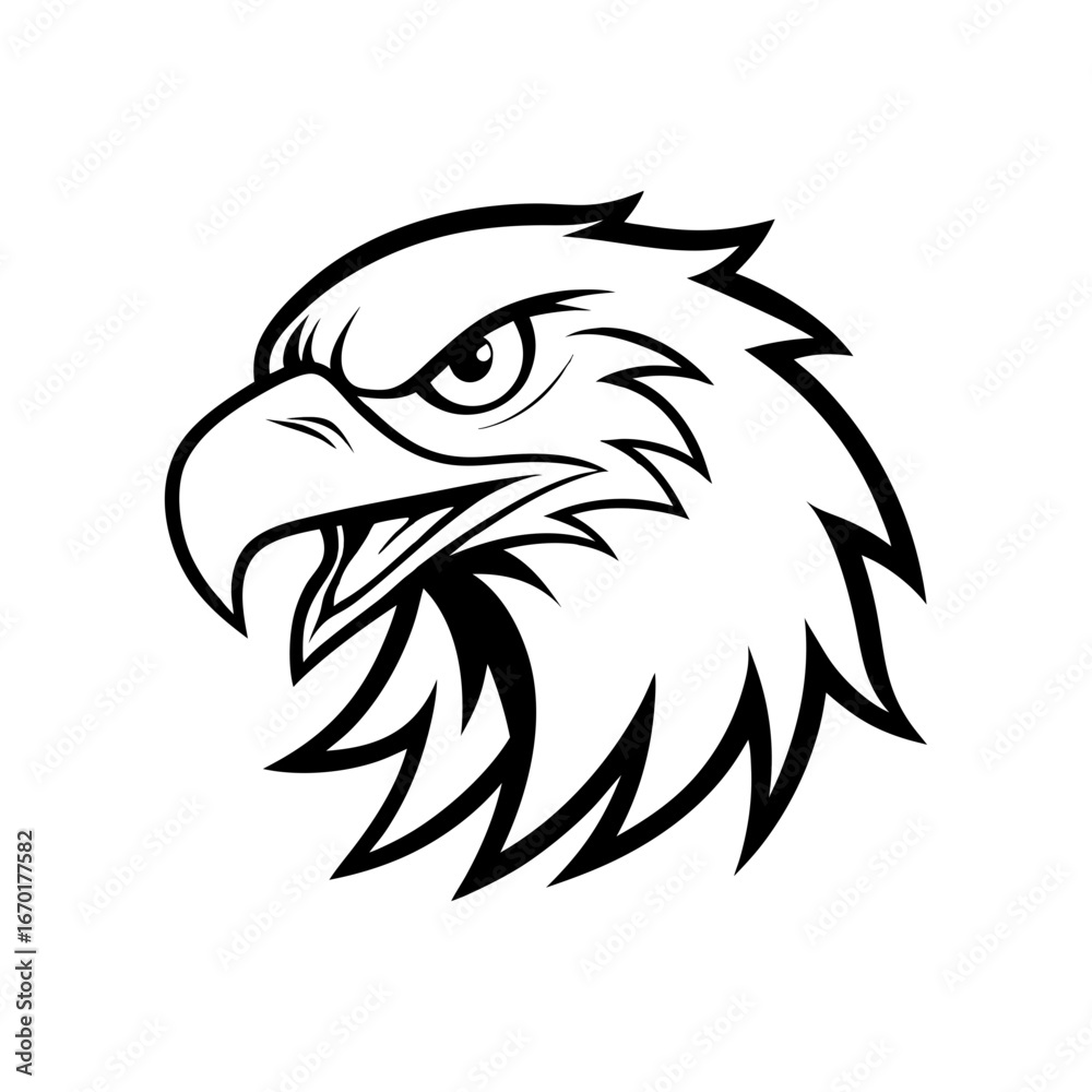 Obraz premium head of an angry eagle sports mascot vector line art