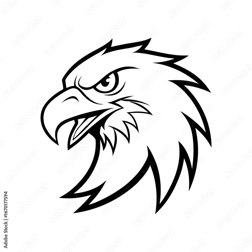 Obraz premium head of an angry eagle sports mascot vector line art