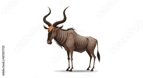 Detailed illustration of an African antelope with large horns.