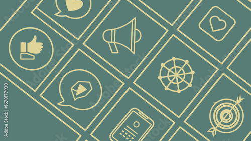 Abstract Social Media Icons Pattern Design Digital Marketing Branding Online Communication Flat Design Vector Illustration.