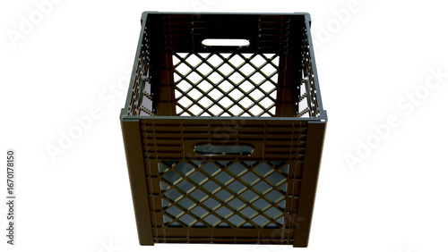 milk crate black 3D modeling transparent object.