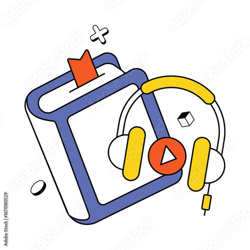 Audiobooks Concept Vector Icon Eps 10 File