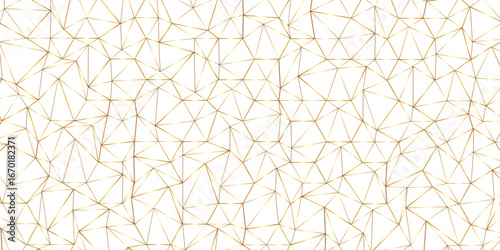 Abstract of simple golden line triangle pattern geometric background. Seamless geometric polygonal repeatable pattern swatch background, Trendy design vector background for web backdrop orpaper print.