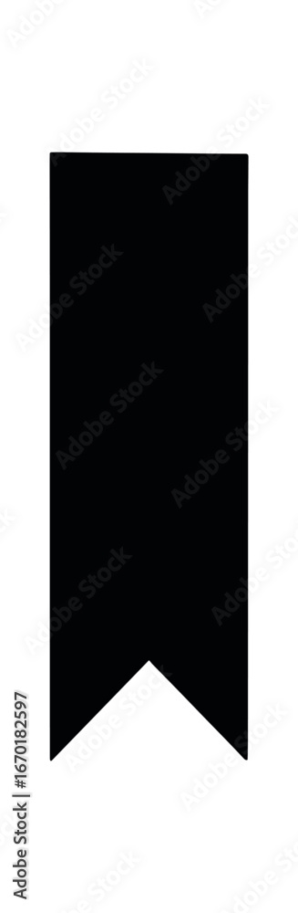 Obraz premium black solid flat vector vertical ribbon with cut tail isolated on white