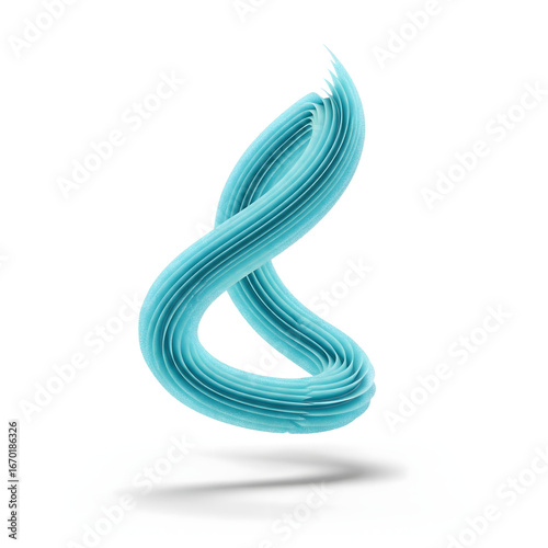 Abstract Blue Swirl Paint Brush Stroke Textured Object Floating