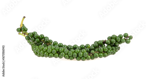 fresh green peppercorns isolated on a white background