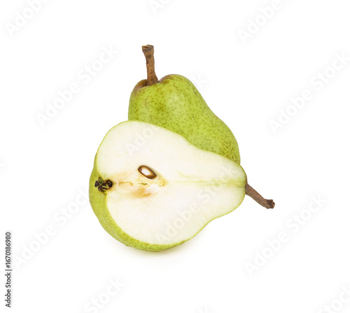 green pear fruit isolated on white background