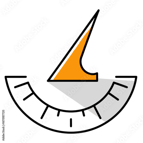 sundial design gnomon casting a shadow on an arc marking time symbolizing historical timekeeping and architectural interest useful for educational materials.