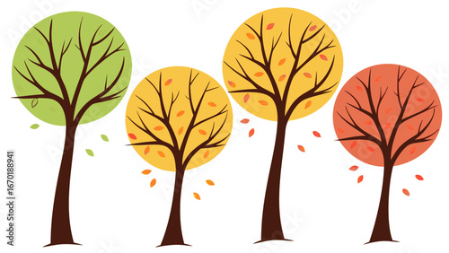 Autumn Trees Seasonal Change Fall Foliage Illustration Graphic Design Nature Simple Trees Colorful Leaves Fall Colors Vector Illustration Autumnal Design Seasonal Illustration Colorful Trees Nature I.
