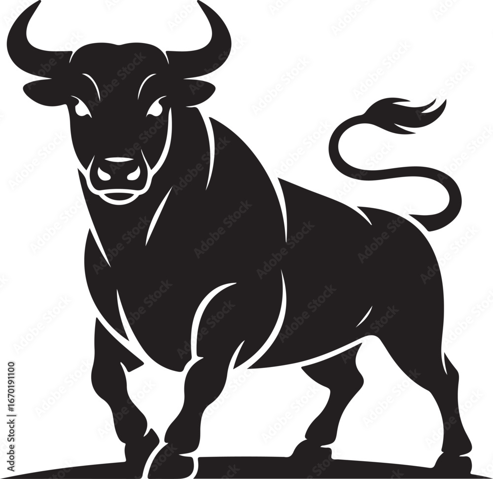 Naklejka premium Bull silhouette icon. strength and perseverance symbol. vector image of animal