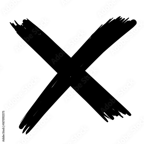 X Marks .Two Crossed Vector Brush Strokes. Rejected sign in grunge style.